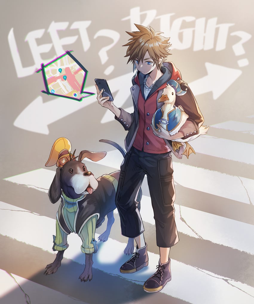 sora, donald duck, and goofy (kingdom hearts and 2 more) drawn by yurichi_(artist)