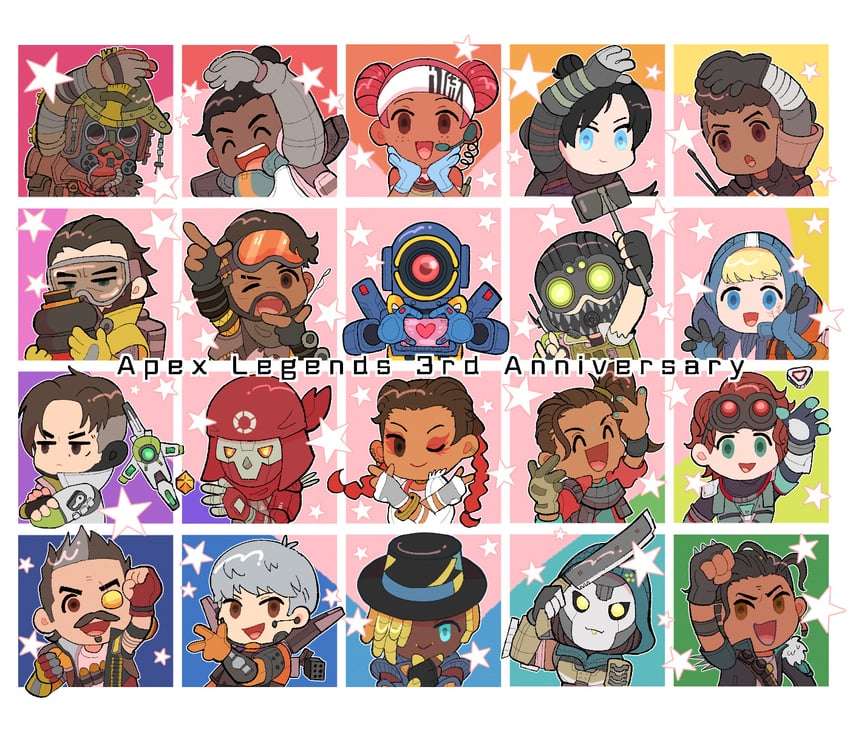 wattson, wraith, crypto, octane, valkyrie, and 17 more (apex legends) drawn by ariga_(22pudding22)
