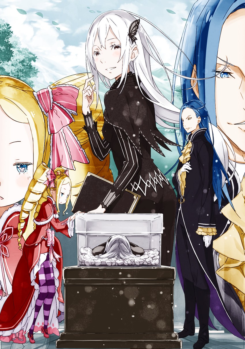 beatrice, echidna, and roswaal l. mathers (re:zero kara hajimeru isekai seikatsu) drawn by ddukae and ootsuka_shin'ichirou