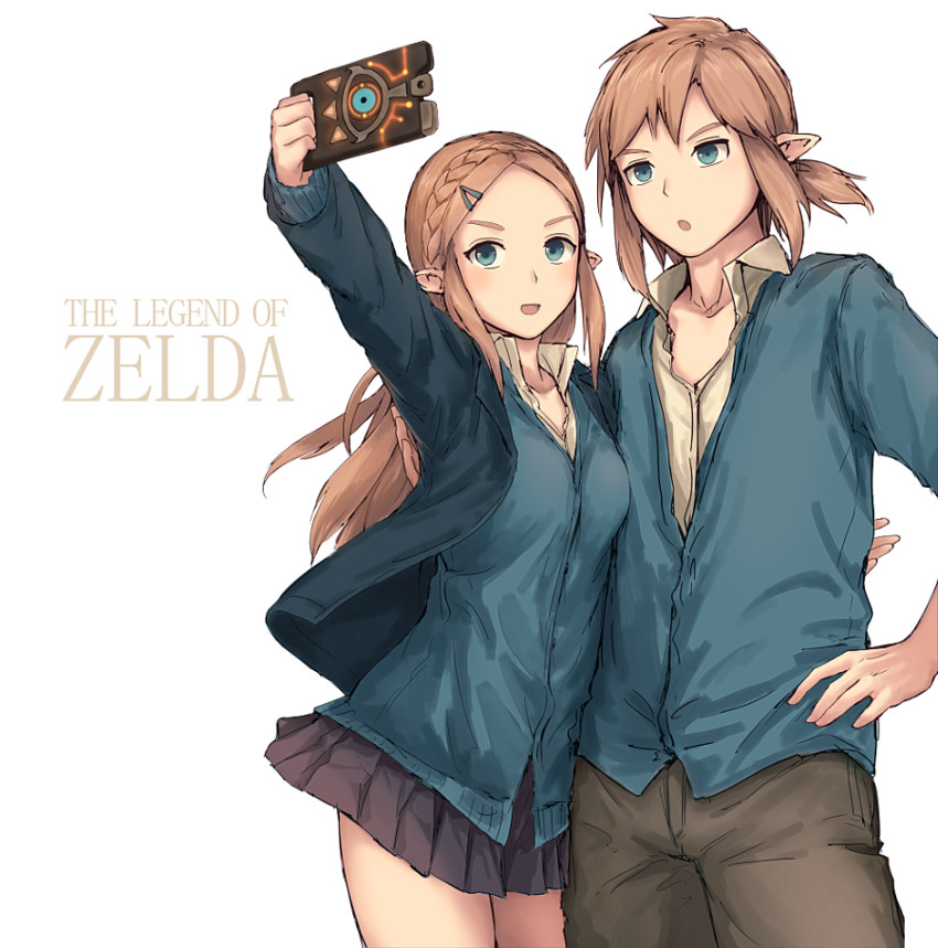 link and princess zelda (the legend of zelda and 1 more) drawn by bullfalk