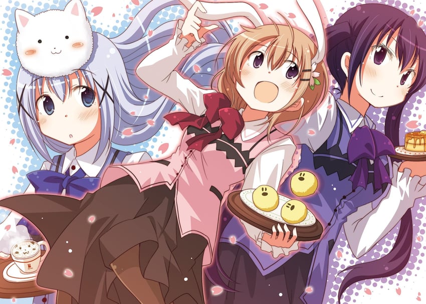 hoto cocoa, tippy, and tedeza rize (gochuumon wa usagi desu ka?) drawn by pikachi