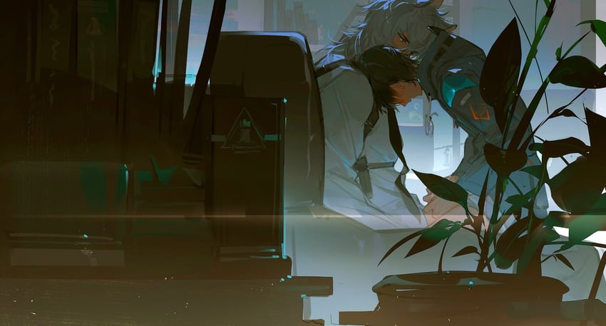 doctor, male doctor, and silverash (arknights) drawn by akai_999
