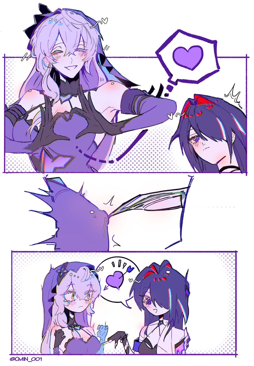 acheron and black swan (honkai and 1 more) drawn by cmin_001
