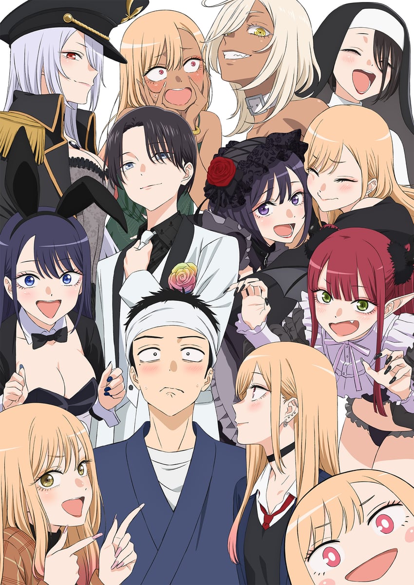 kitagawa marin, gojou wakana, rizu-kyun, kuroe shizuku, black lobelia, and 1 more (sono bisque doll wa koi wo suru)