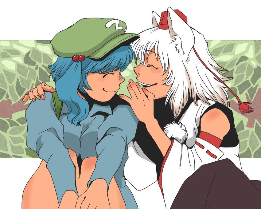 inubashiri momiji and kawashiro nitori (touhou) drawn by onikobe_rin