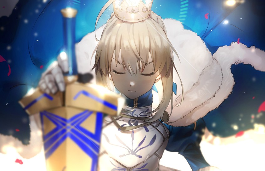 artoria pendragon and saber (fate and 2 more) drawn by no-kan
