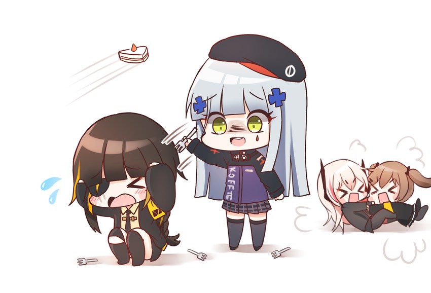 hk416, ump9, m16a1, and m4 sopmod ii (girls' frontline) drawn by honyang