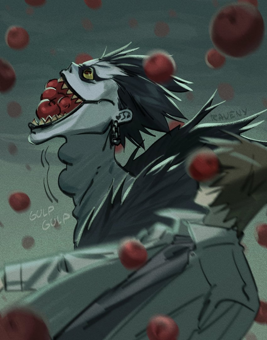 yagami light and ryuk (death note) drawn by raveny_raven
