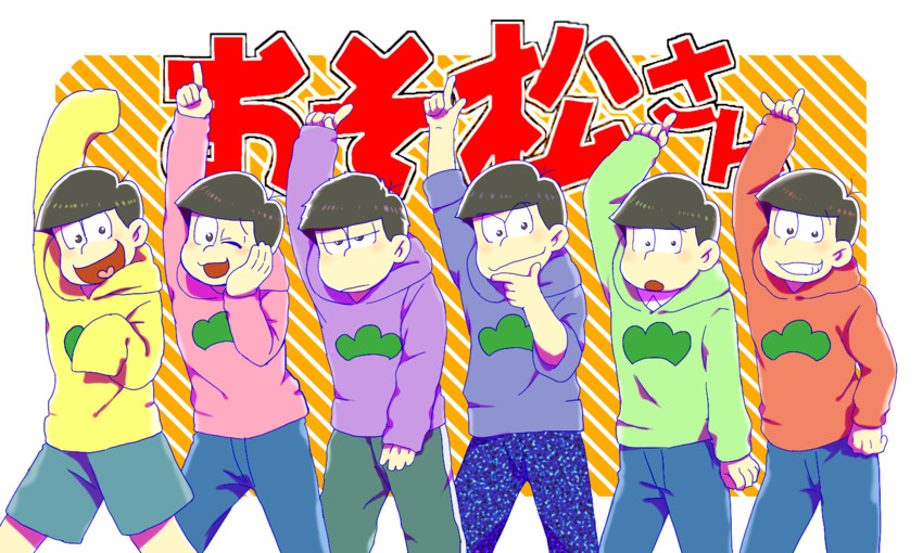 matsuno osomatsu, matsuno karamatsu, matsuno ichimatsu, matsuno jyushimatsu, matsuno choromatsu, and 1 more (osomatsu and 2 more) drawn by honjou_akira