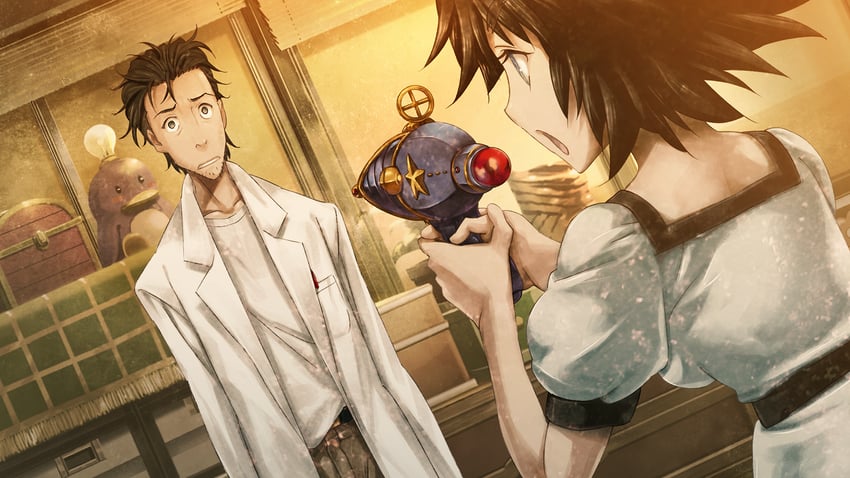 okabe rintarou and shiina mayuri (steins;gate and 1 more) drawn by huke