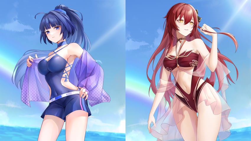 raiden mei and eden (honkai and 1 more) drawn by hamilundenongdizhe