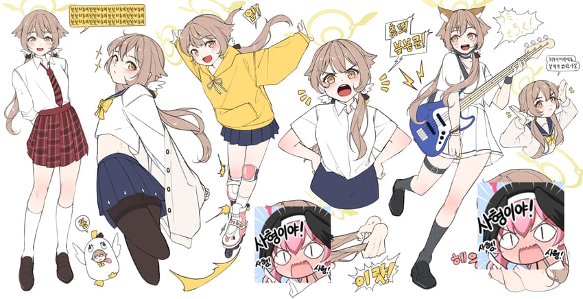 koharu, hifumi, and peroro (blue archive) drawn by sr_(se0run)