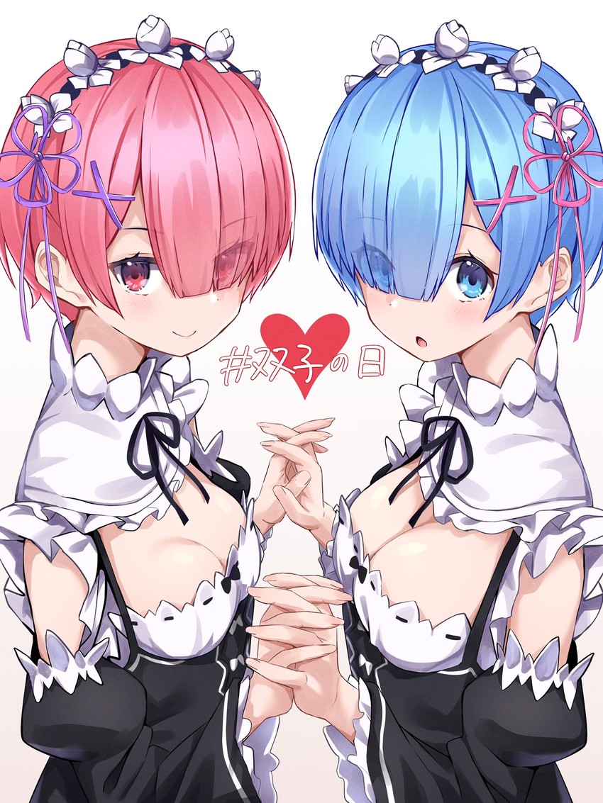 rem and ram (re:zero kara hajimeru isekai seikatsu) drawn by nagio_(kiona)