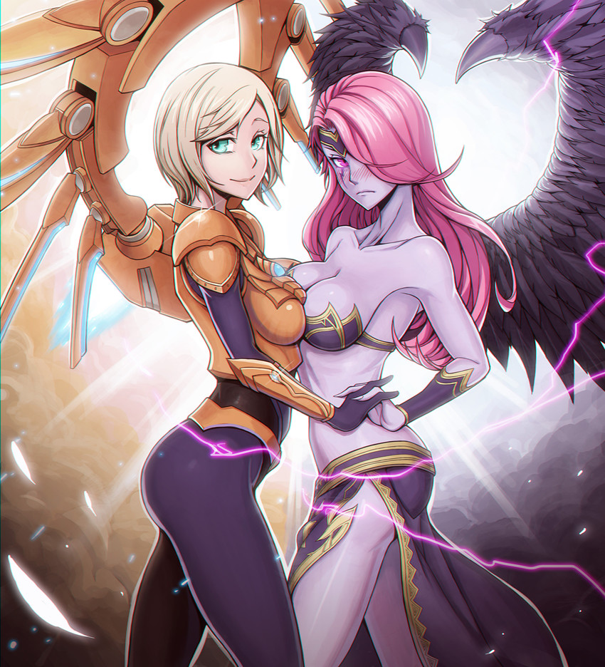 morgana and kayle (league of legends) drawn by hayate_(leaf98k)