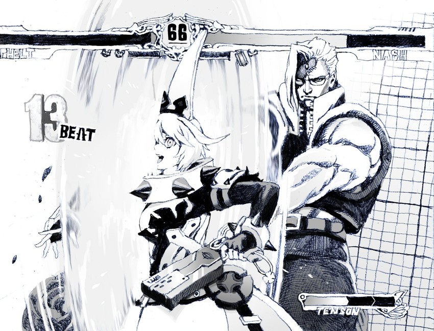elphelt valentine and charlie nash (street fighter and 3 more) drawn by nobita_(makoto7060355)