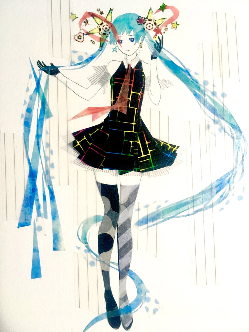 hatsune miku (vocaloid and 1 more) drawn by oikoko_koko