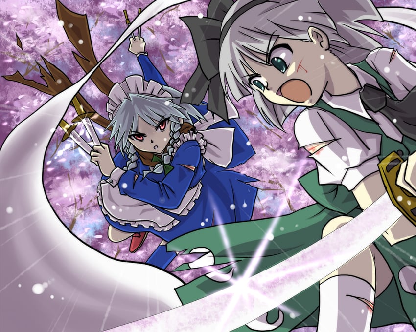 izayoi sakuya and konpaku youmu (touhou and 1 more) drawn by clearfile