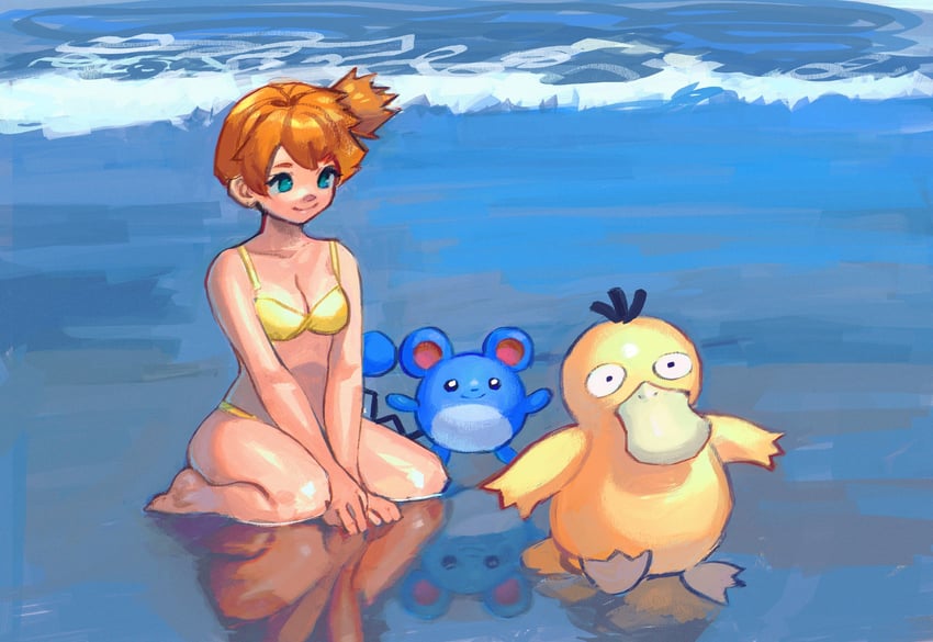 misty, psyduck, and marill (pokemon and 1 more) drawn by meltted