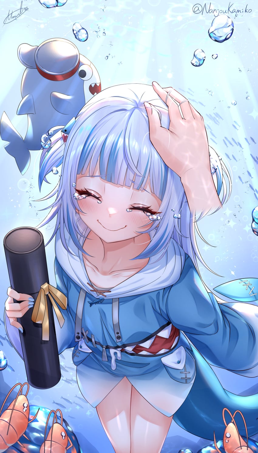 gawr gura, bloop, and ebi-chan (hololive and 1 more) drawn by miko_no_kamiko
