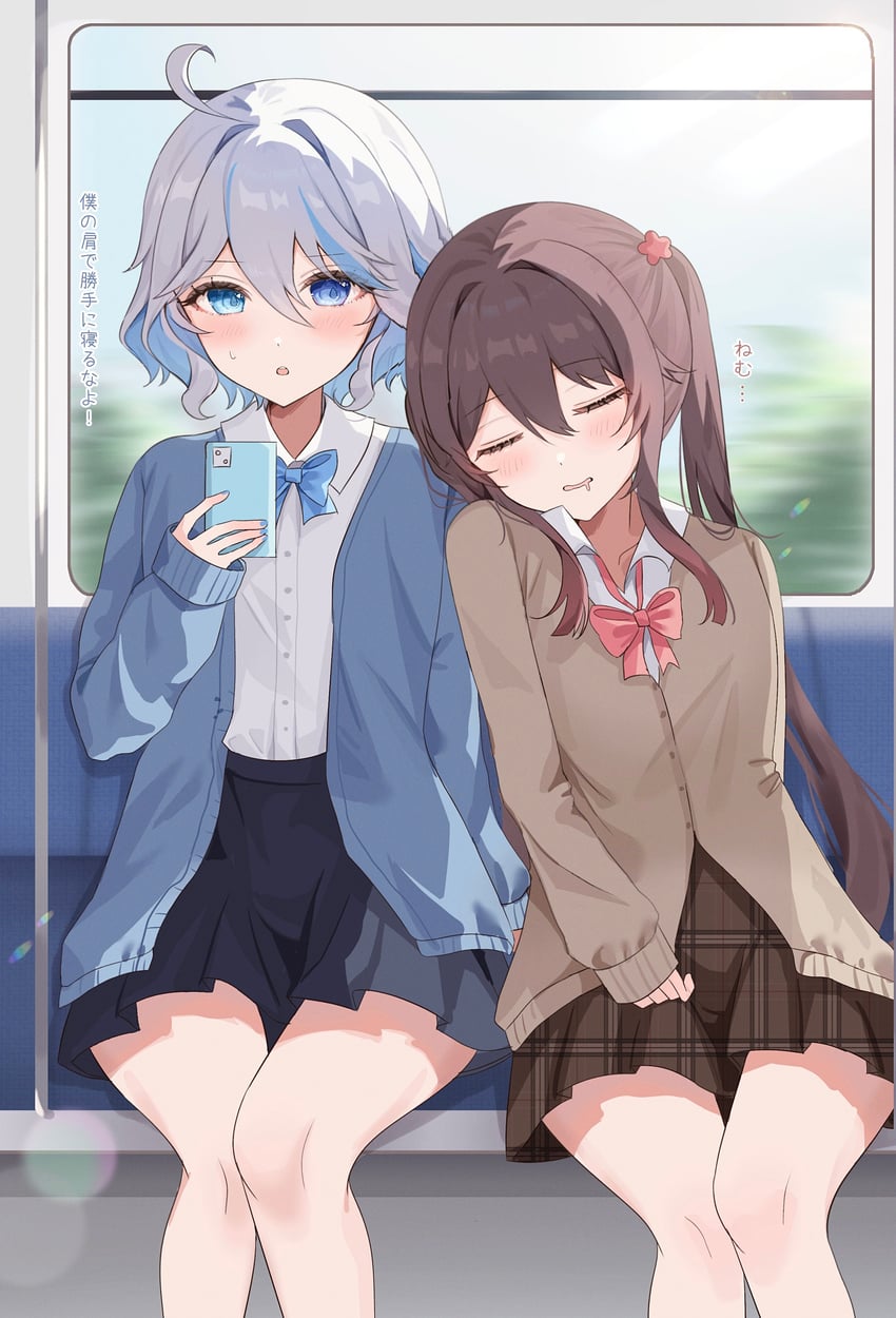 hu tao and furina (genshin impact) drawn by rim_(ririm711)