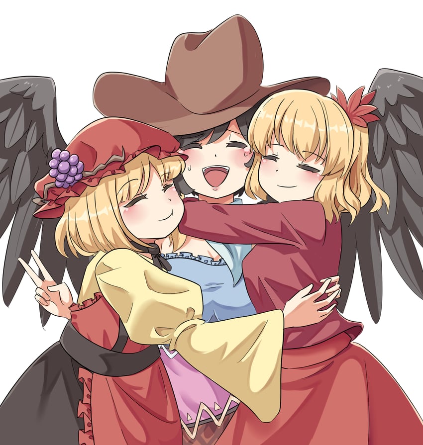 aki minoriko, aki shizuha, and kurokoma saki (touhou) drawn by praeto
