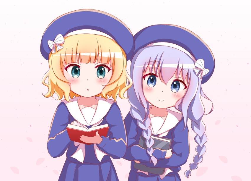 kafuu chino and kirima syaro (gochuumon wa usagi desu ka?) drawn by goth_risuto