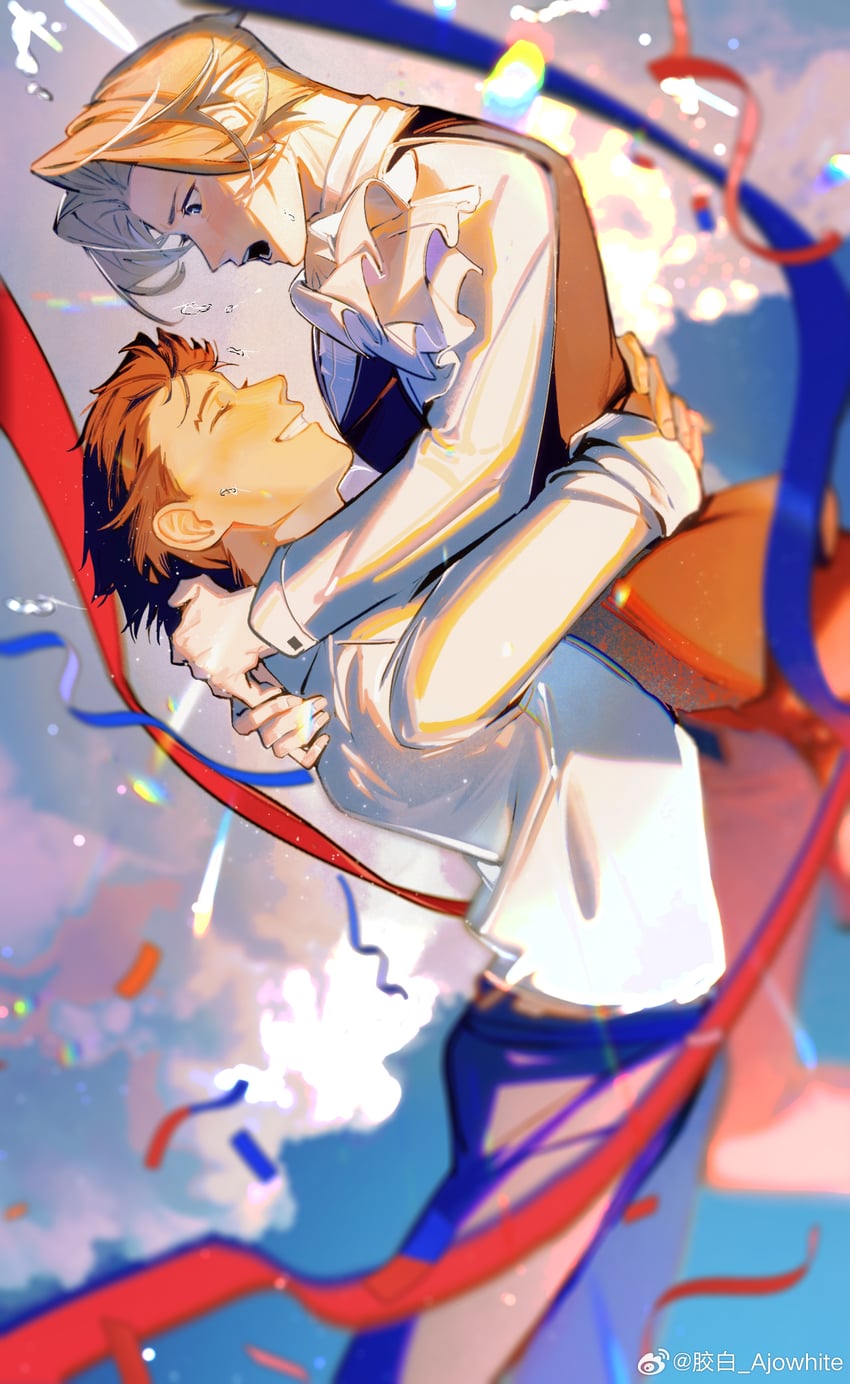 phoenix wright and miles edgeworth (ace attorney) drawn by ajowhite