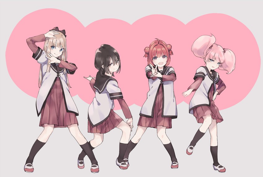 toshinou kyouko, akaza akari, funami yui, and yoshikawa chinatsu (yuruyuri) drawn by urayamashiro_(artist)