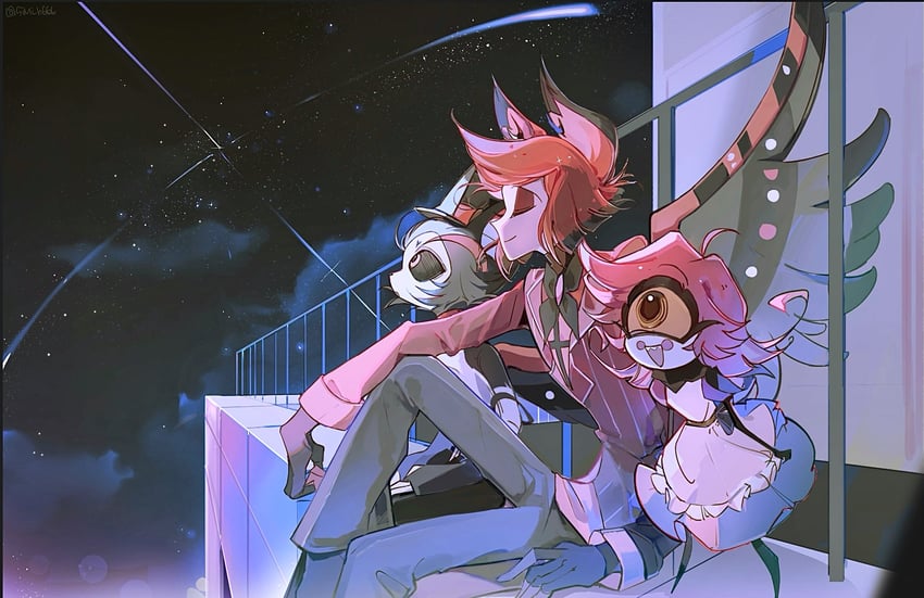 alastor, husk, and niffty (hazbin hotel) drawn by simi_h666