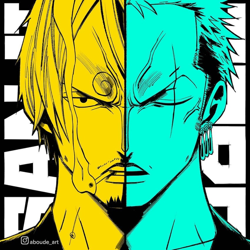 roronoa zoro and sanji (one piece) drawn by aboude_art