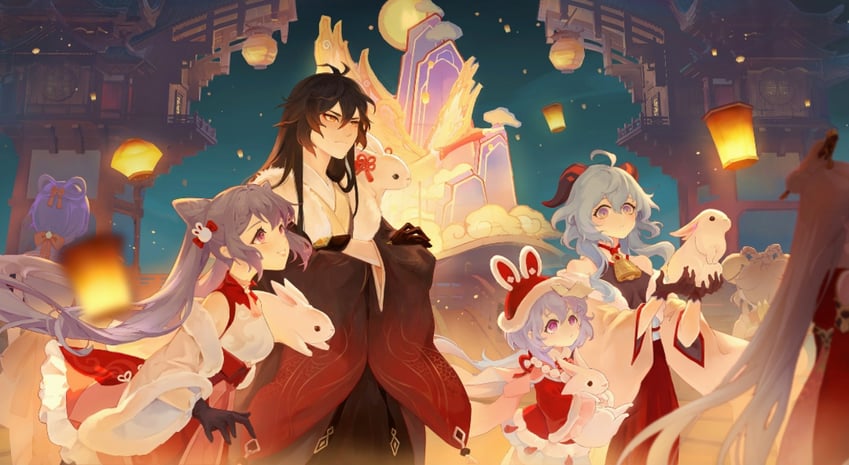 ganyu, zhongli, keqing, qiqi, ningguang, and 3 more (genshin impact) drawn by shuang_wu