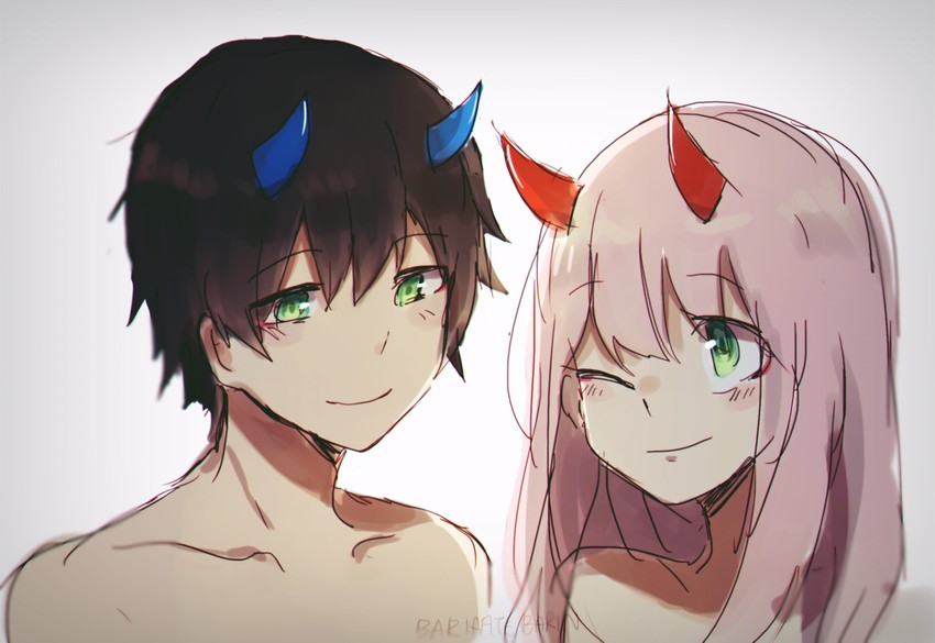 zero two and hiro (darling in the franxx) drawn by benelle