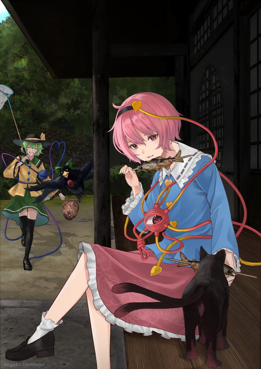 komeiji koishi, komeiji satori, kaenbyou rin, and reiuji utsuho (touhou) drawn by nagato_tsumugu
