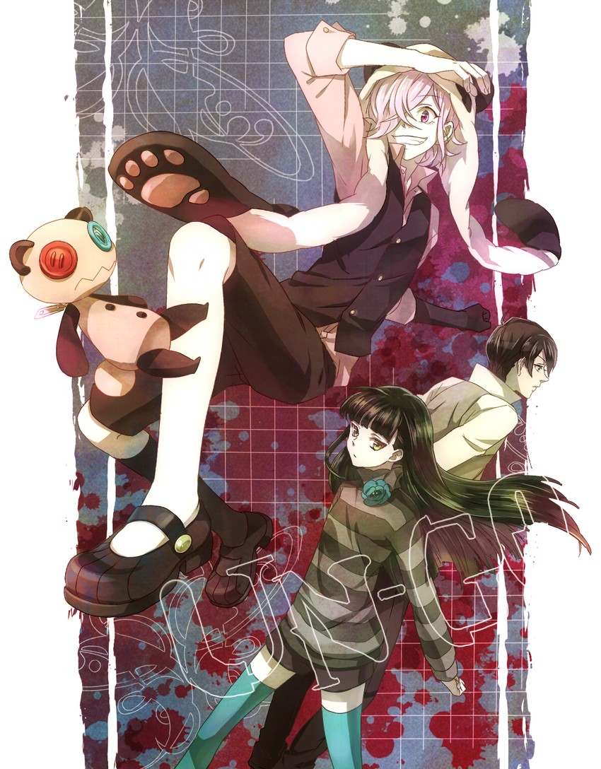 sasa kazamori, inga, and yuuki shinjuurou (un-go) drawn by suzaku_(zaku6584)