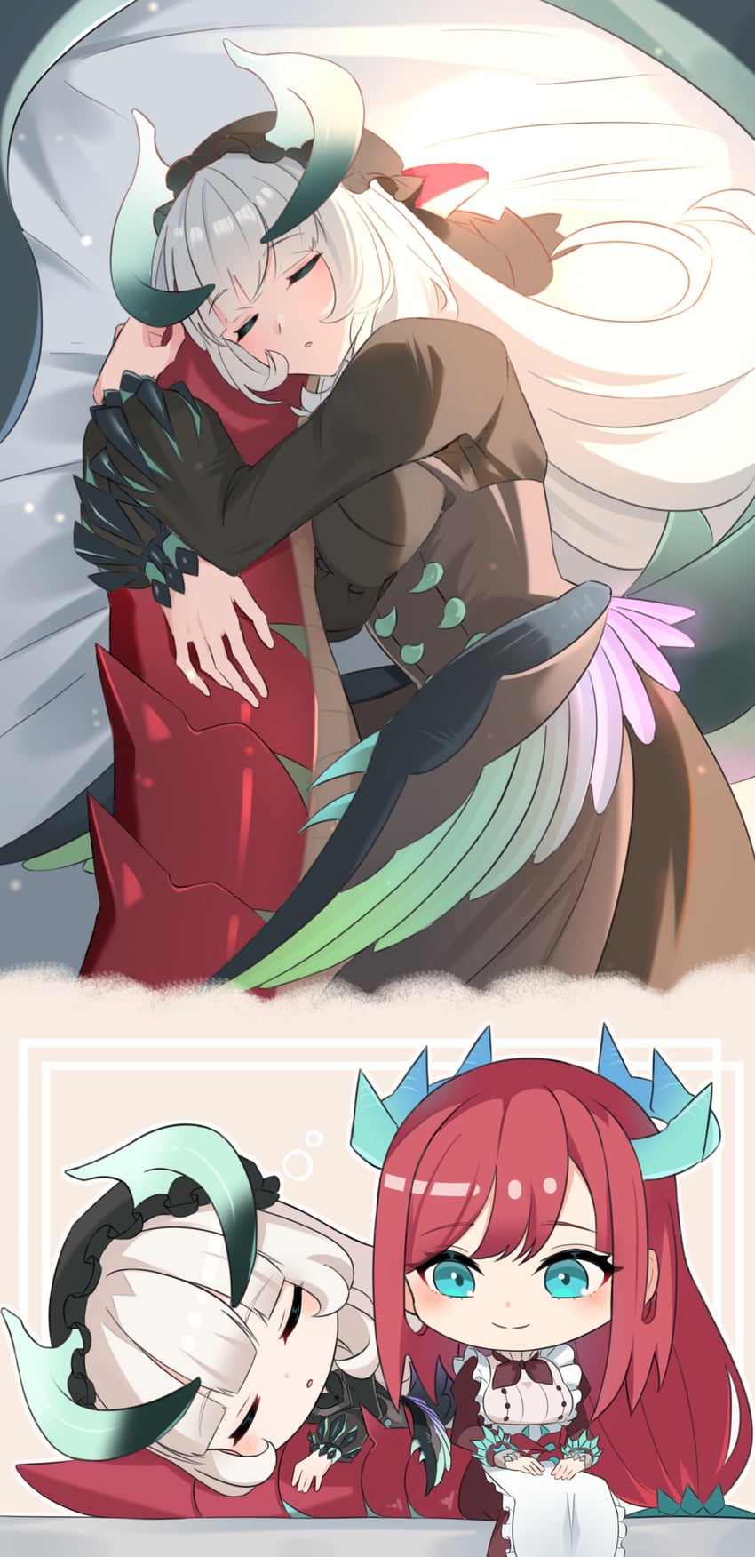 kitchen dragonmaid and chamber dragonmaid (yu-gi-oh!) drawn by heichi