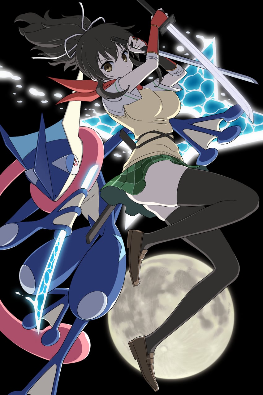 greninja and asuka (pokemon and 2 more) drawn by risapaso