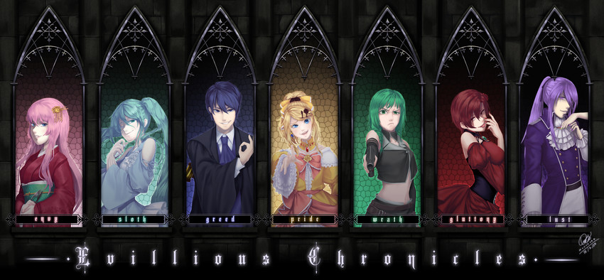 hatsune miku, kagamine rin, megurine luka, kaito, meiko, and 10 more (vocaloid and 8 more) drawn by doblemjwn