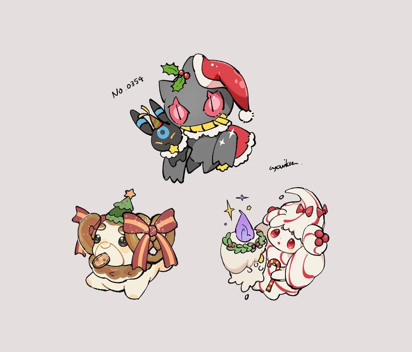 umbreon, litwick, alcremie, banette, and fidough (pokemon) drawn by cyauken_(ouahloup)