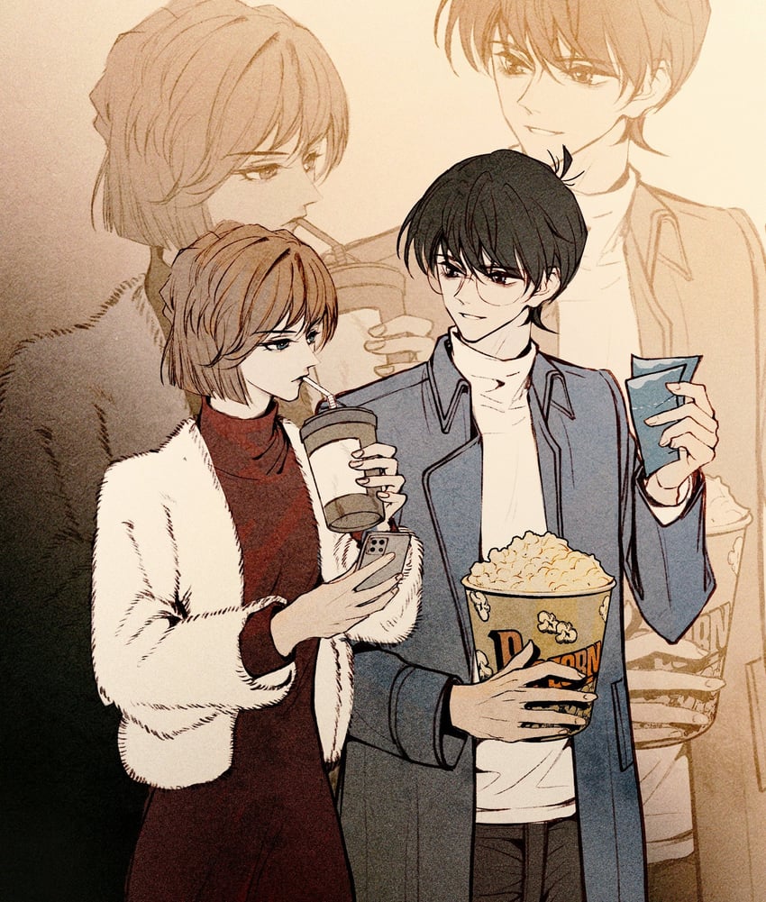 edogawa conan and haibara ai (meitantei conan) drawn by ringorange_0514