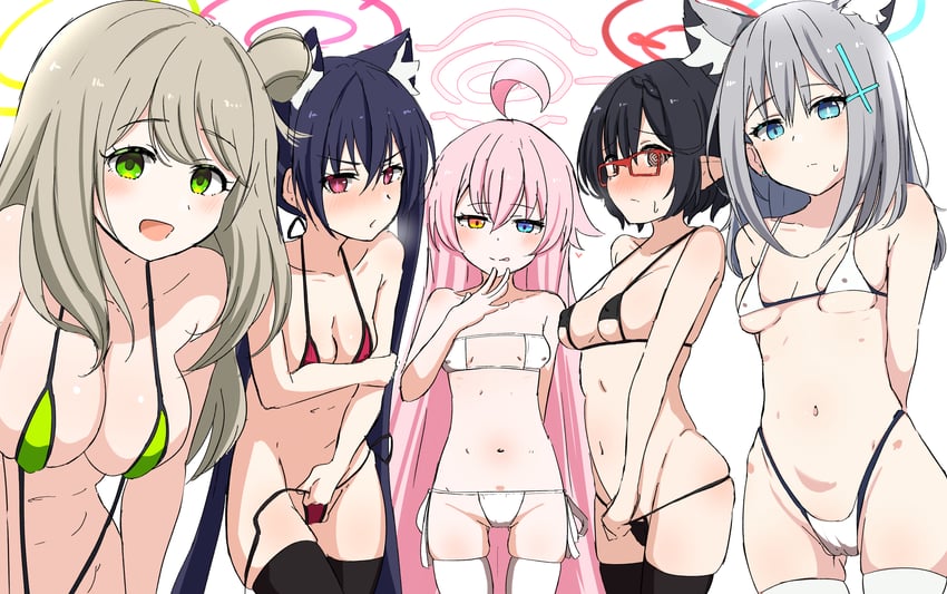 shiroko, hoshino, nonomi, serika, and ayane (blue archive) drawn by donutman