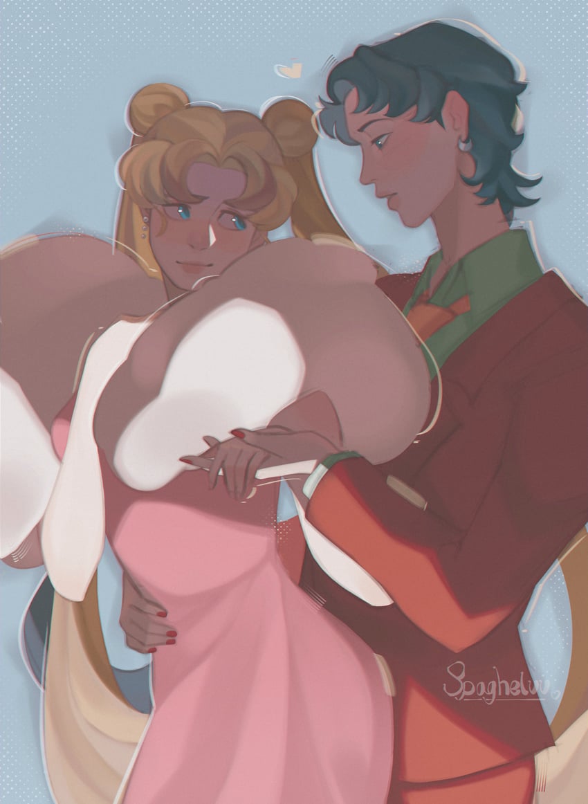 tsukino usagi and seiya kou (bishoujo senshi sailor moon and 1 more) drawn by spagheluu