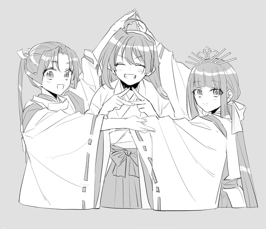 houjou tokiyuki, mochizuki ayako, and shizuku (nige jouzu no wakagimi) drawn by kuromiya_yuneko
