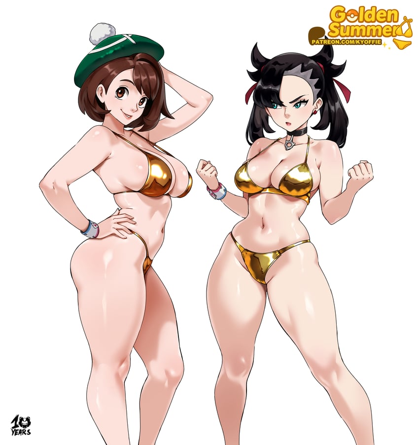 marnie and gloria (pokemon and 1 more) drawn by kyoffie