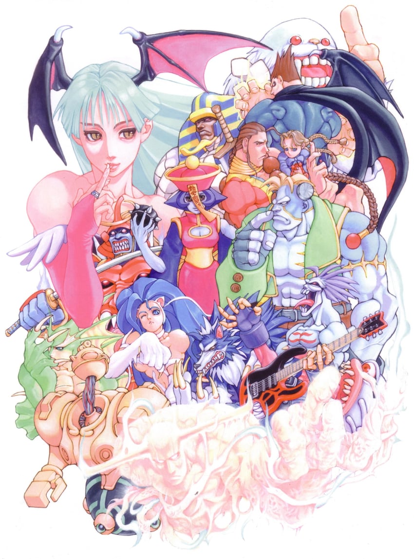 morrigan aensland, felicia, hsien-ko, demitri maximoff, jon talbain, and 11 more (darkstalkers) drawn by bengus