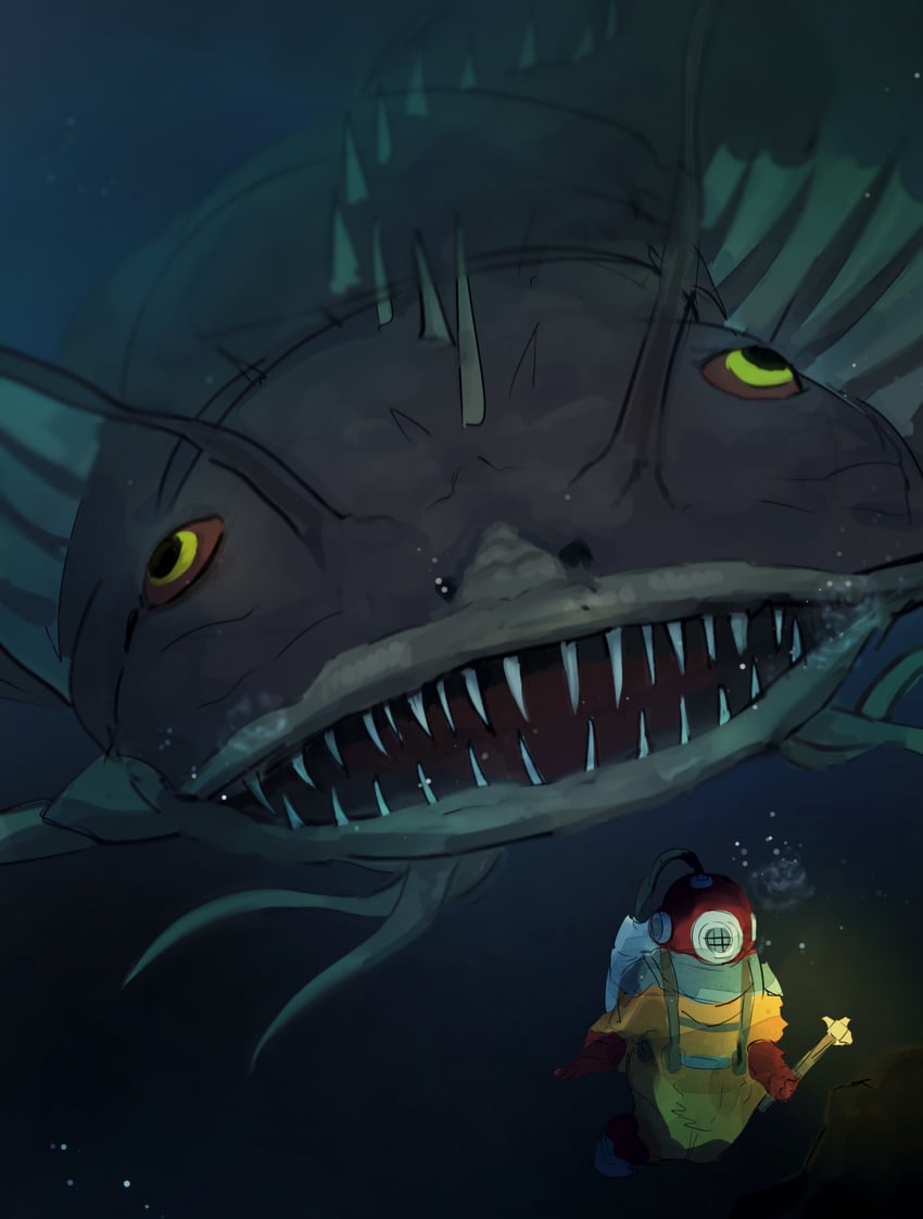 danger! ogopogo! and deep diver (yu-gi-oh!) drawn by hatano_kiyoshi