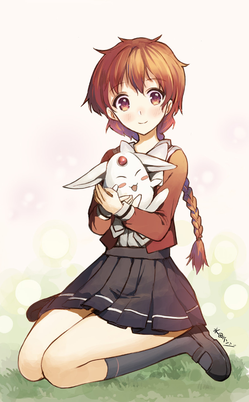 shidou hikaru and mokona (magic knight rayearth) drawn by mizuta_kenji
