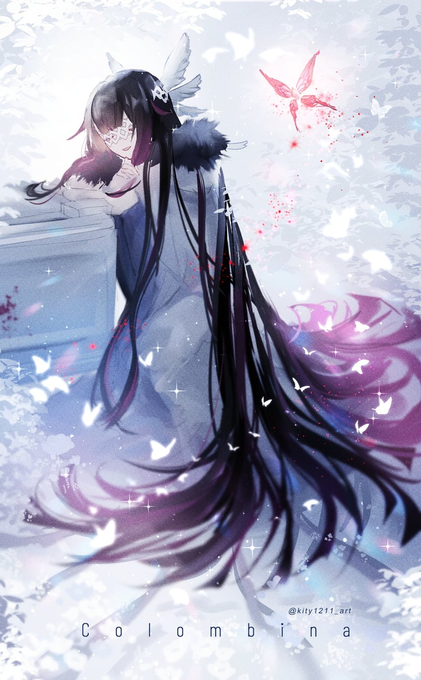 columbina and crimson lotus moth (genshin impact) drawn by kity1211_tetsu