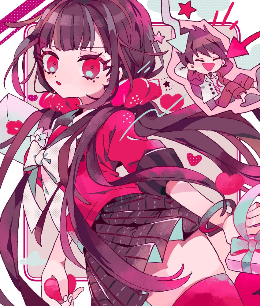 harukawa maki and momota kaito (danganronpa and 1 more) drawn by osshouri55