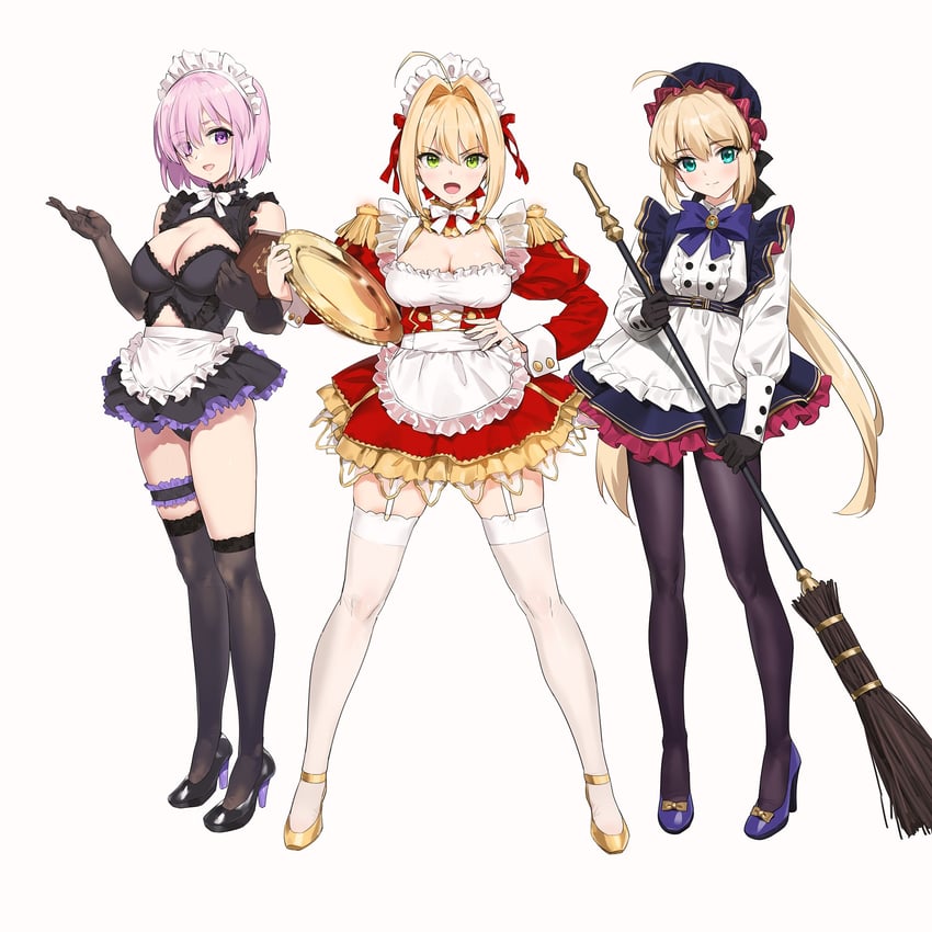 artoria pendragon, mash kyrielight, nero claudius, and artoria caster (fate and 2 more) drawn by yd_(orange_maru)