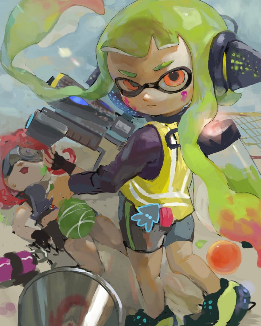 inkling player character, inkling girl, agent 3, and takozonesu (splatoon and 1 more) drawn by mepo_1